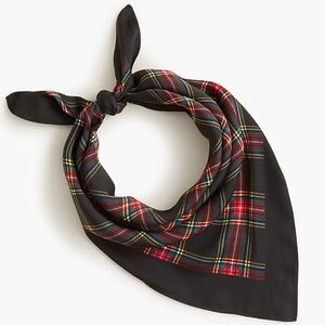J. Crew Silky Plaid Print Scarf tartan plaid print  24” square
